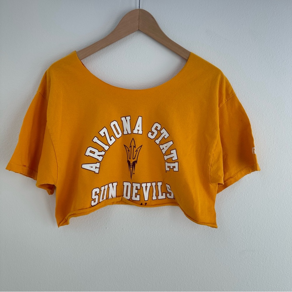 Arizona State Sun Devils Yellow Cropped Off the Shoulder Tee